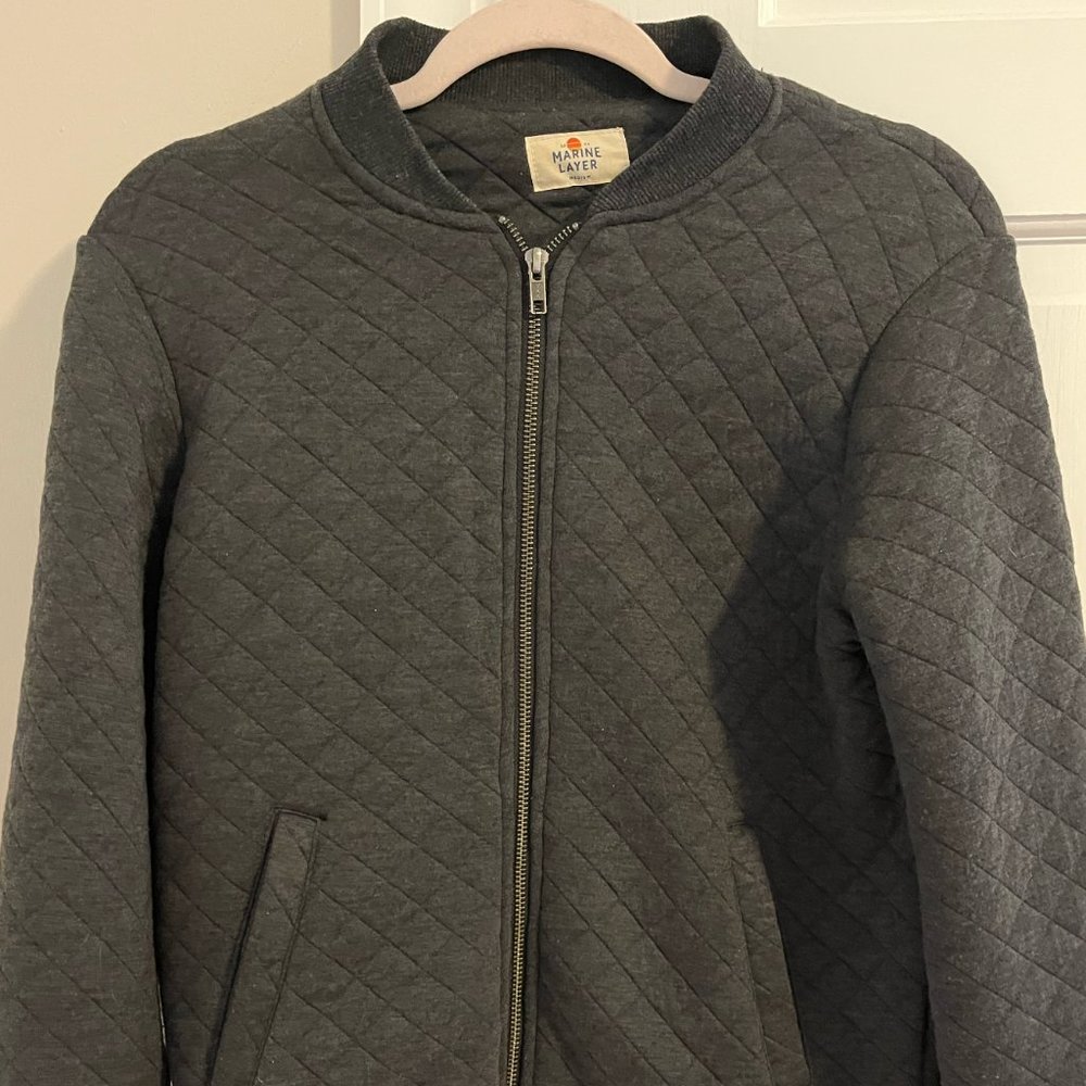 Marine Layer Gray Quilted Bomber Jacket